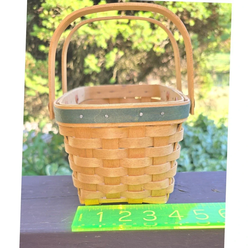Longaberger 2003 Happy Holidays Little Market Basket Woven Double Handle Green